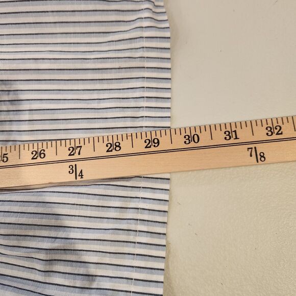 Left Of Center White Striped Ruffle Sleeveless Blouse Size Large Beach Coastal - Picture 9 of 11